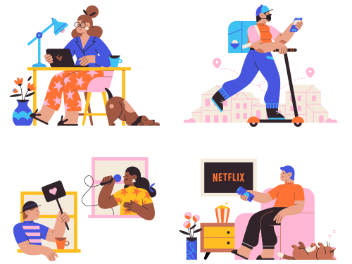 Working From Home Illustrations
