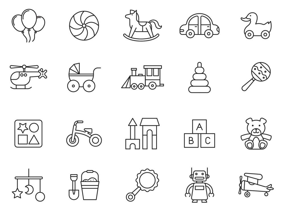 20 Baby Toys Vector Icons