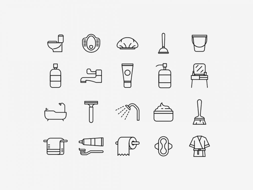 20 Bathroom Vector Icons