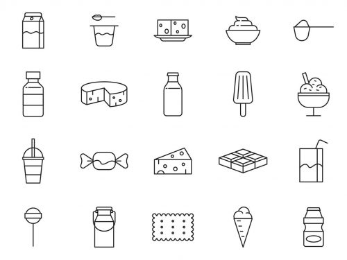 20 Dairy Products Vector Icons