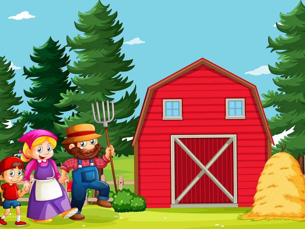 A Farmer at Farmland Illustration