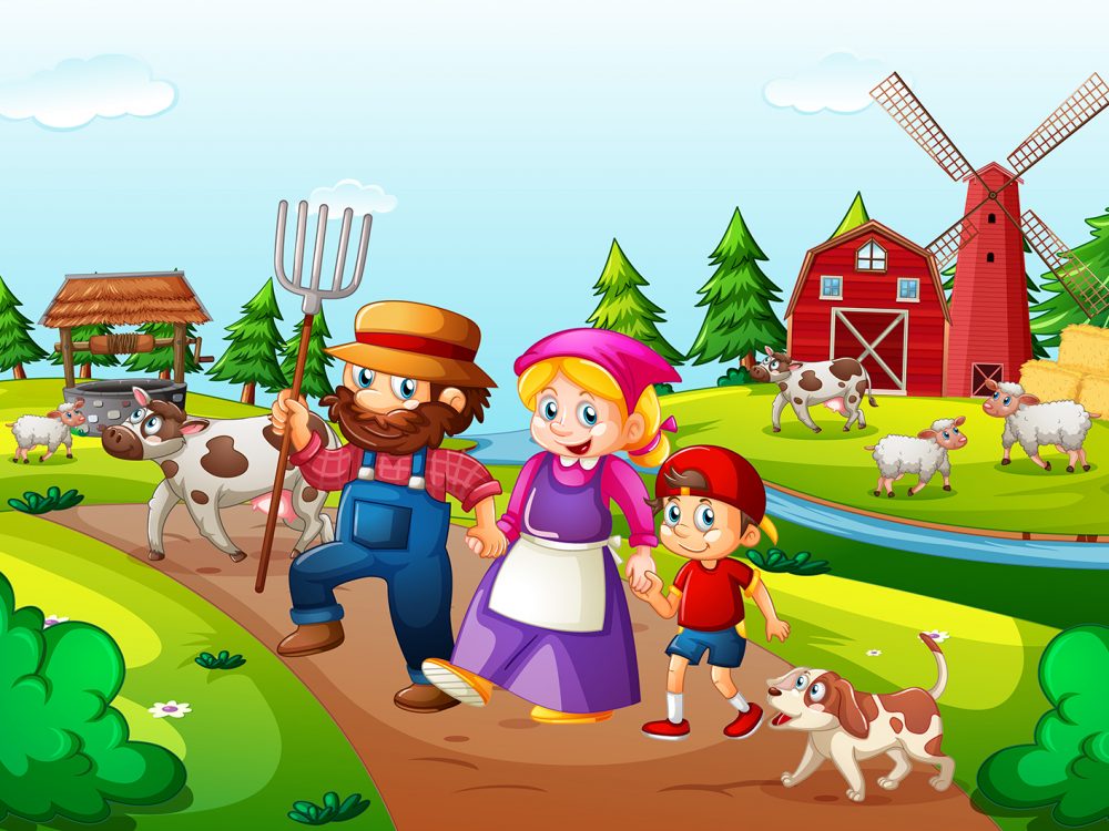 A Farmer at Farmland Illustration