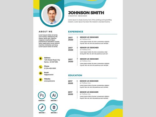 Beautiful and Designer A4 Resume CV PSD Template