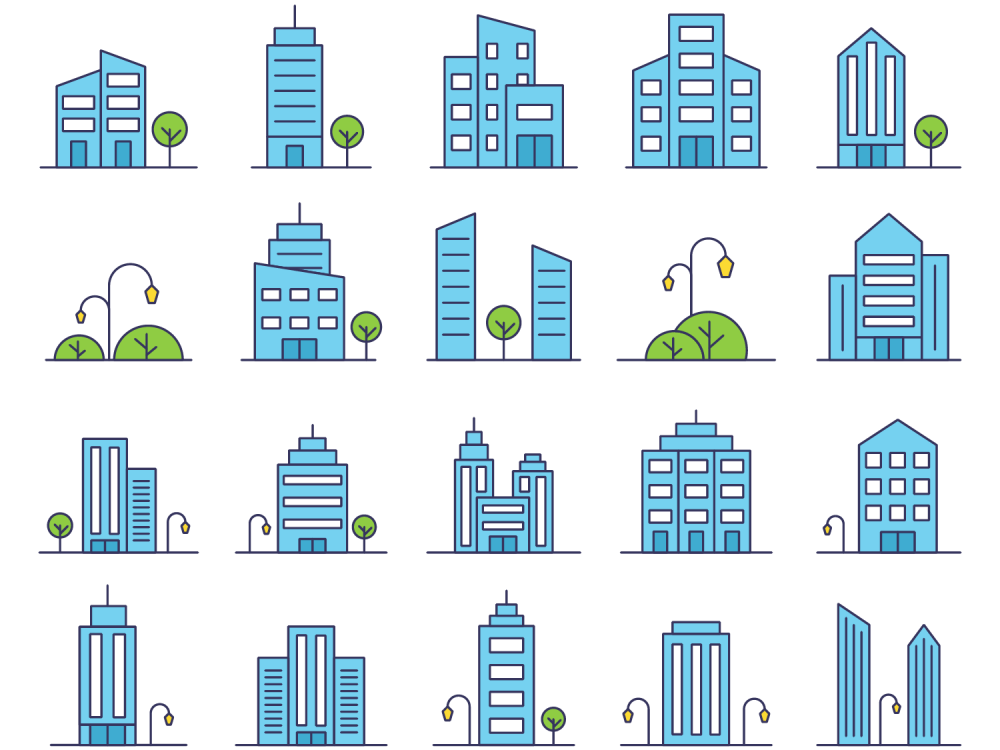 Buildings Vector Free Icon Set