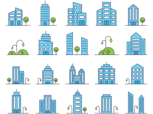 Buildings Vector Free Icon Set