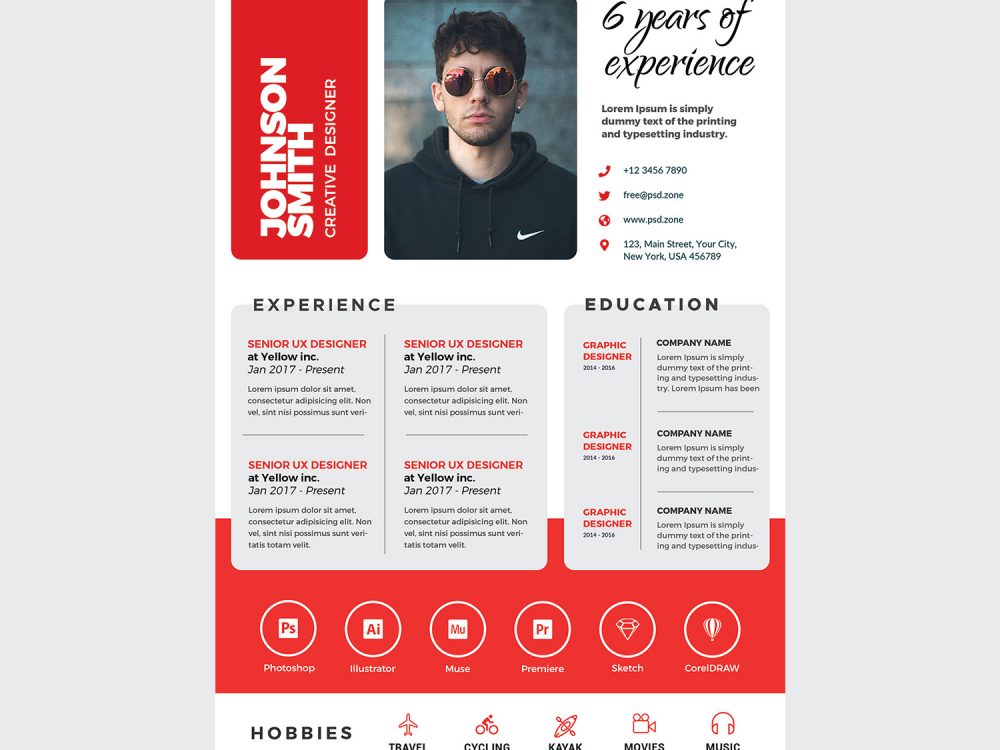 Creative Designer A4 Size Resume PSD Template