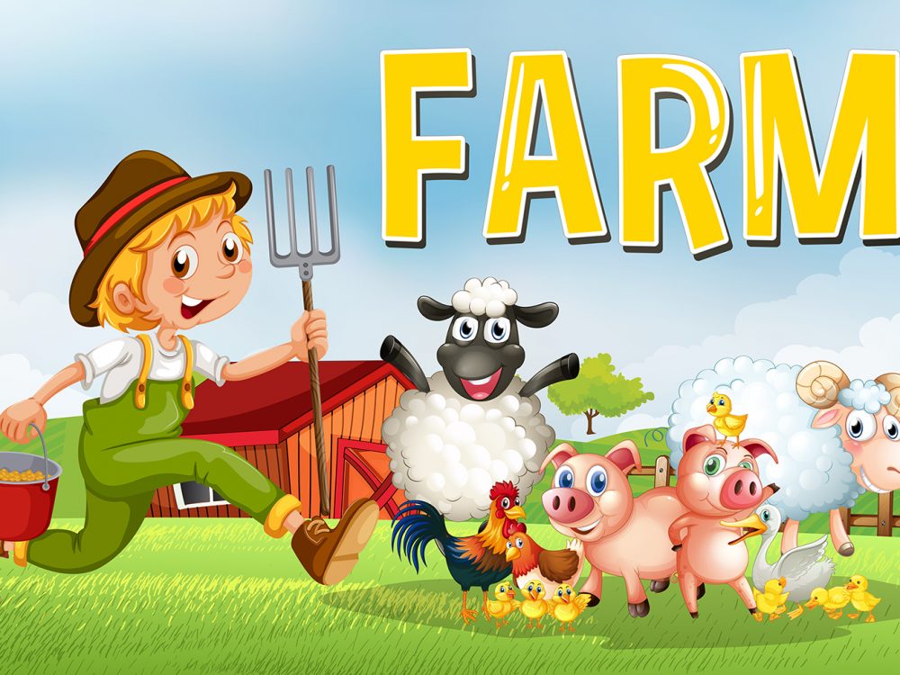 Farmer Working in the Farm Illustration