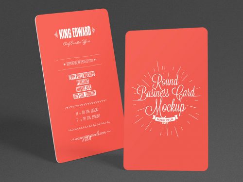 Free Stylish Round Business Card Mockup PSD