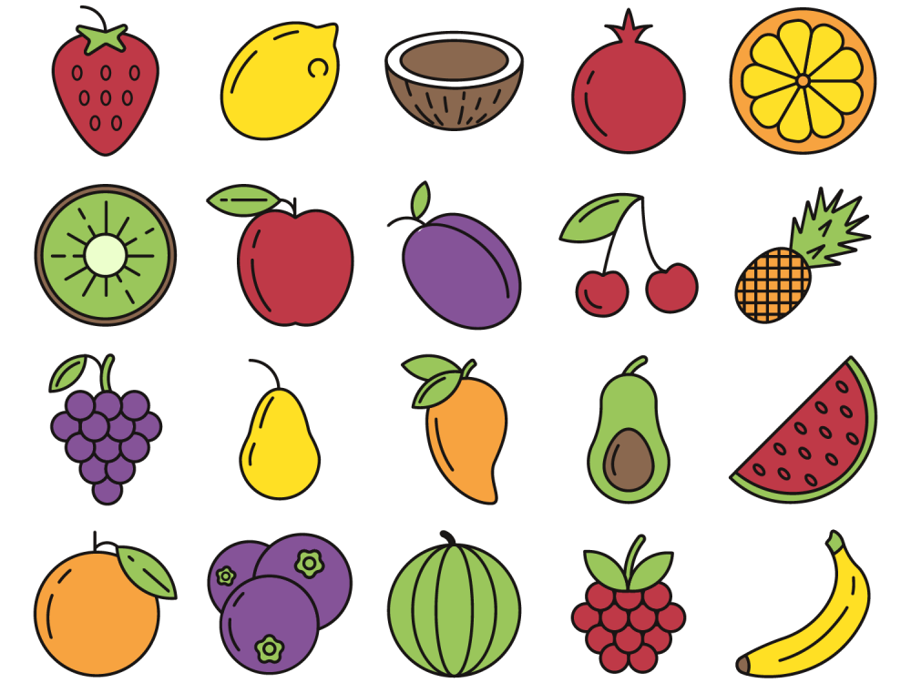 Fruits and Berries Vector Free Icon Set