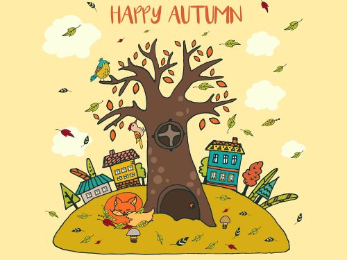 Happy Autumn Free Vector Illustration