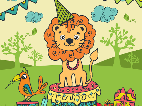 Happy Birthday Funny Lion Free Illustration