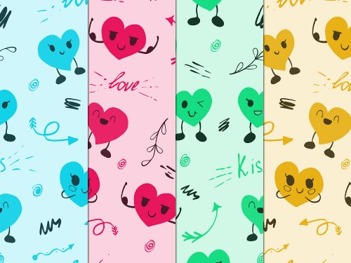Seamless Funny Hearts Free Pattern