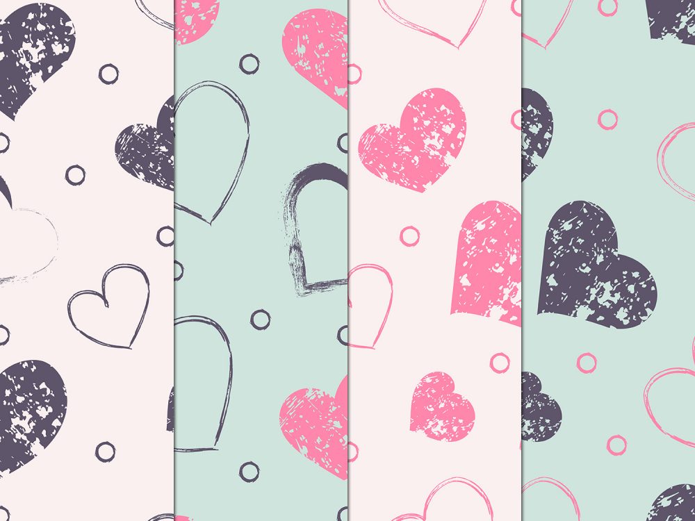 Seamless Grunge Hearts Free Pattern