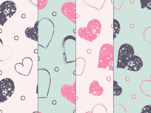 Seamless Grunge Hearts Free Pattern