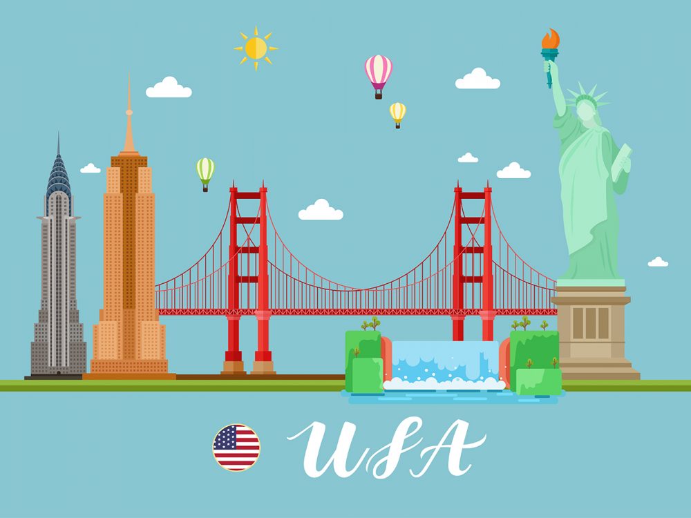 USA Travel Landscape Illustration