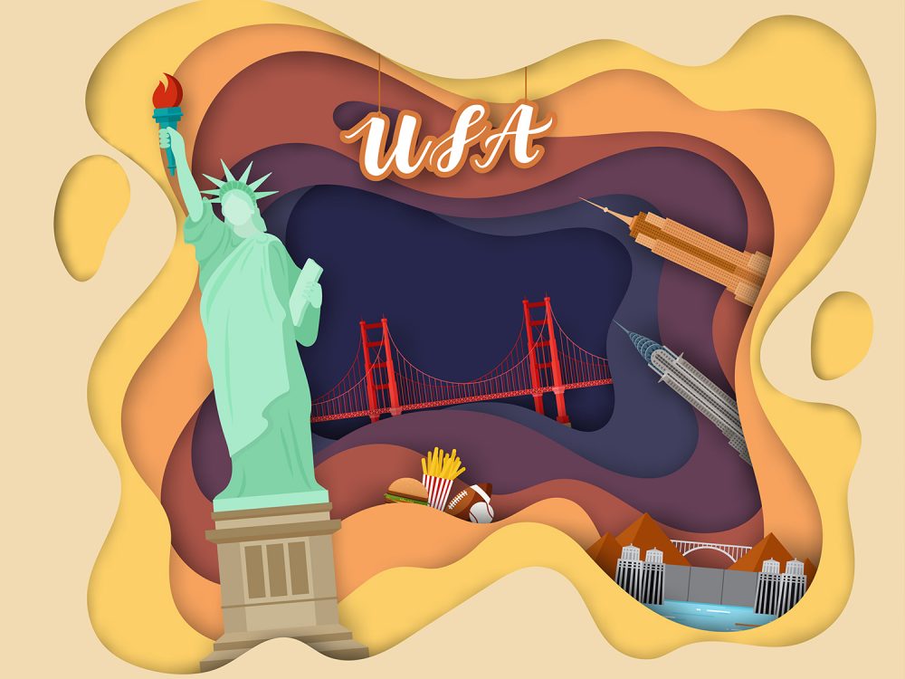 USA Travel Landscape Illustration