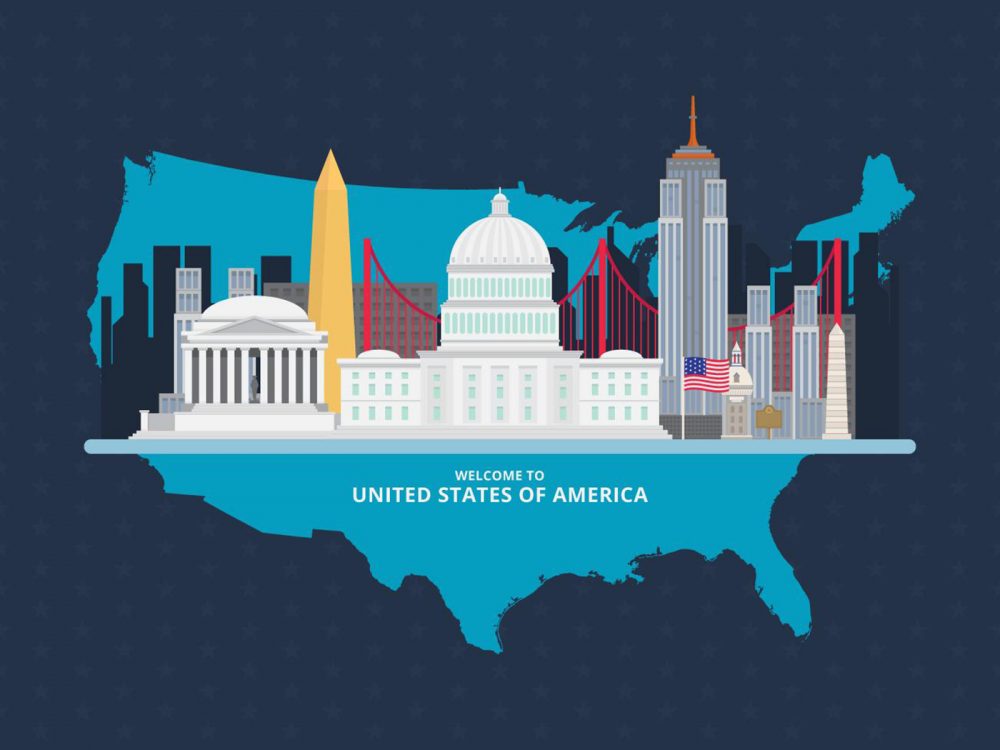 USA Travel Landscape Illustration