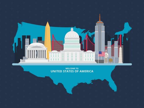 USA Travel Landscape Illustration