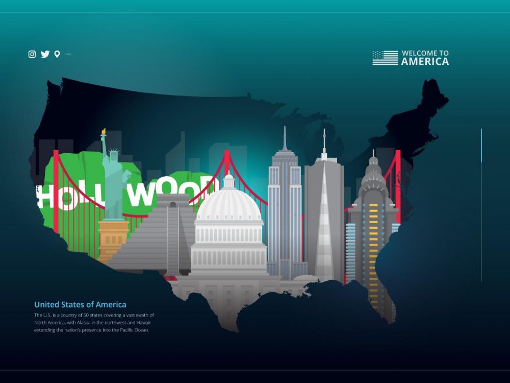 USA Travel Landscape Illustration