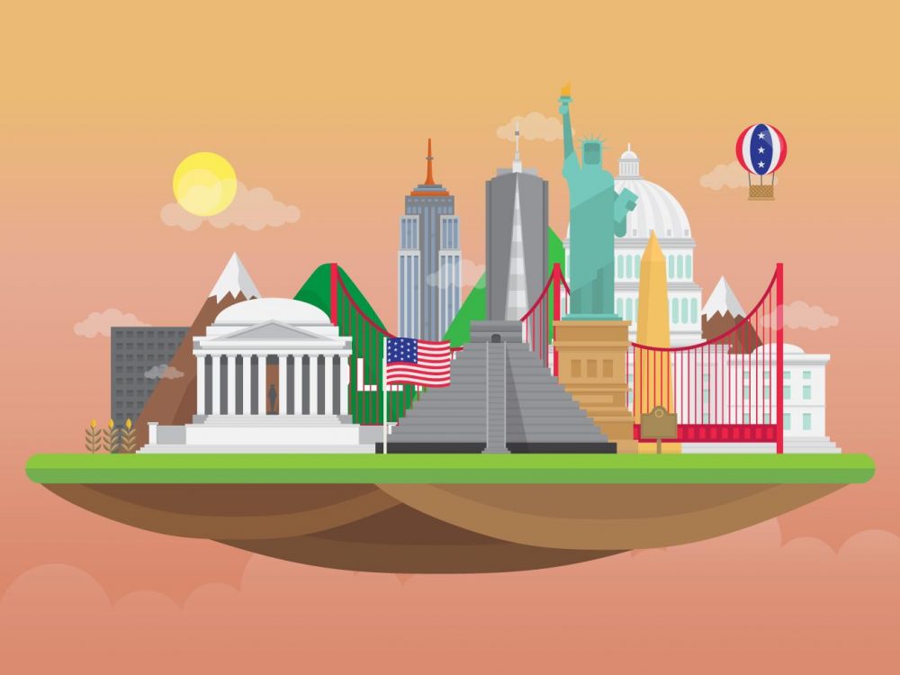 USA Travel Landscape Illustration