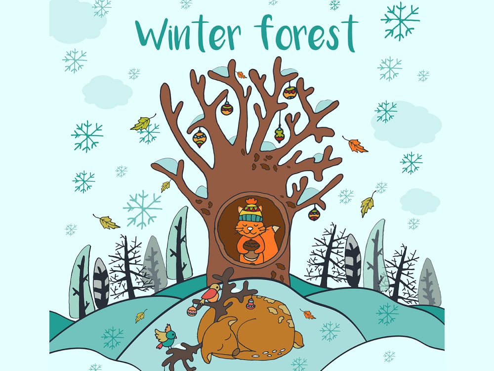 Winter Forest Free Vector Illustration