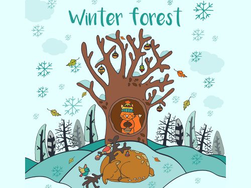 Winter Forest Free Vector Illustration