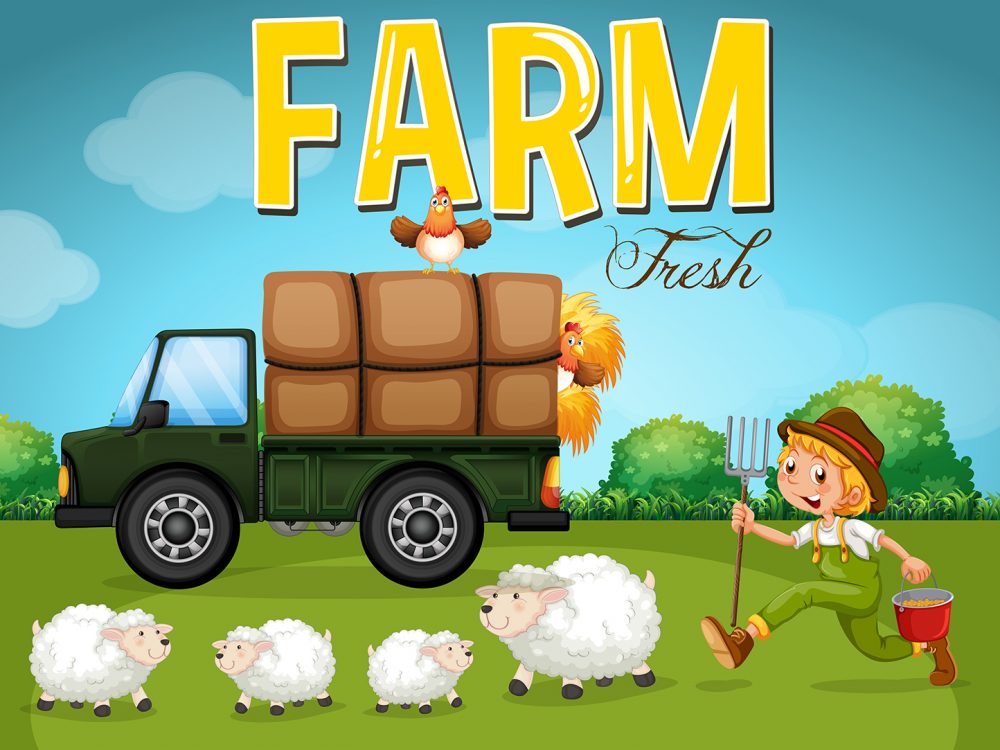 A Farmer at Farmland Illustration