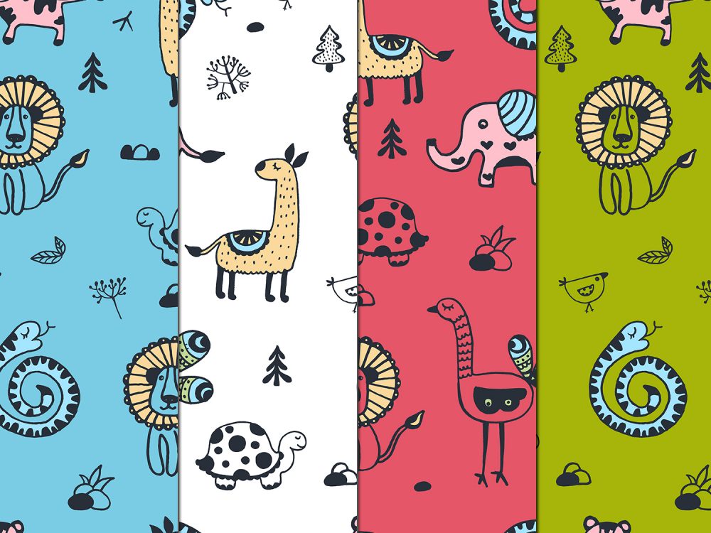 Animals Illustration Vector Free Pattern