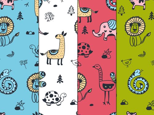 Animals Illustration Vector Free Pattern