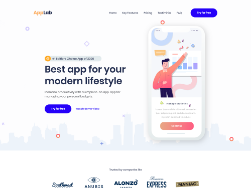 App Landing Page Free PSD