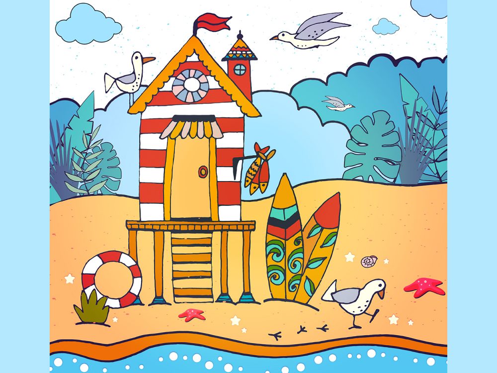 Beach Hut Free Vector Illustration