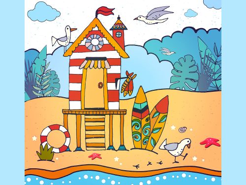 Beach Hut Free Vector Illustration