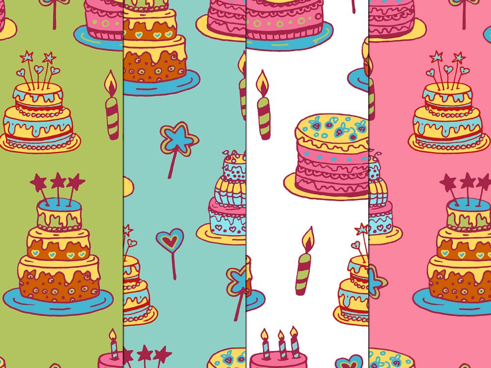 Birthday Cake Illustration Vector Free Pattern