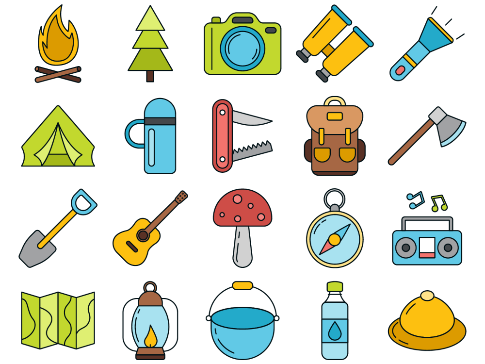 Camping Vector Free Icon Set