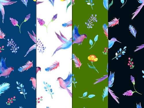 Colorful Bird Illustration Vector Free Pattern