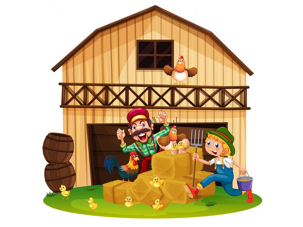 Farmer Working in the Farm Illustration