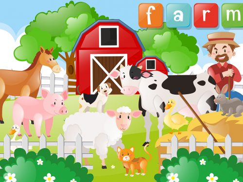 Farmer Working in the Farm Illustration