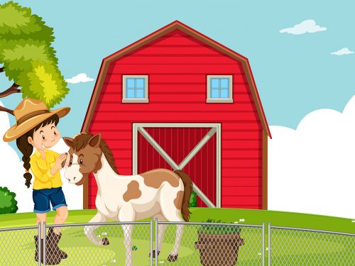 Farmer Working in the Farm Illustration