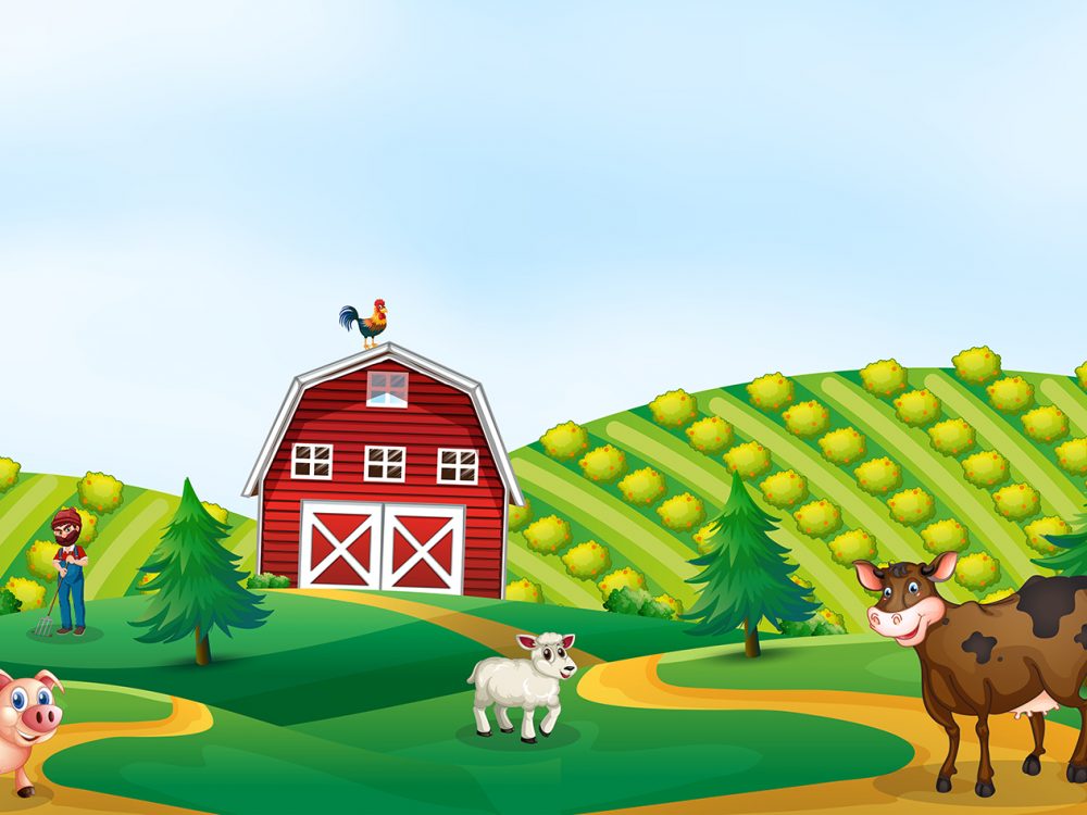 Farmer Working in the Farm Illustration