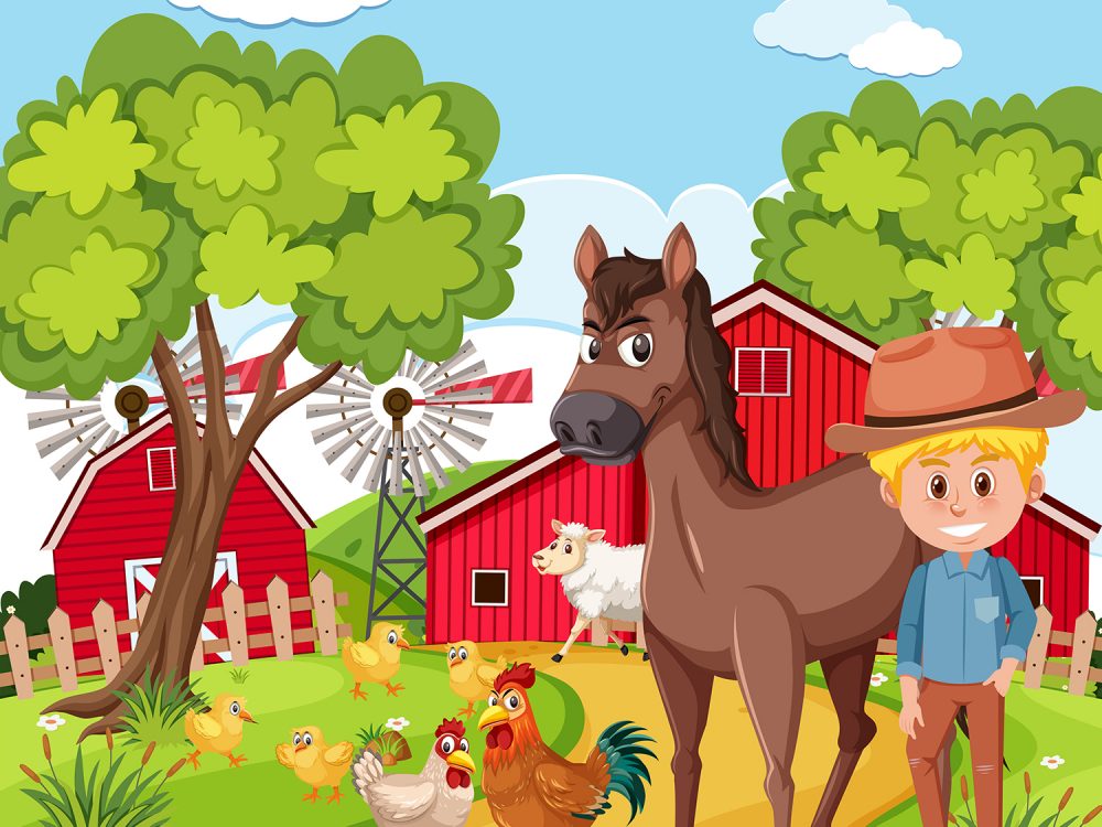 Farmer and Animal at the Farm