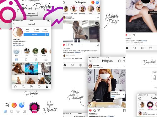 Free Instagram PSD Feed and Profile Complete UI
