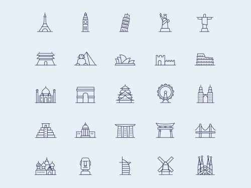 Free Landmark Line Icons