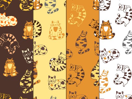 Funny Cats Illustration Vector Free Pattern