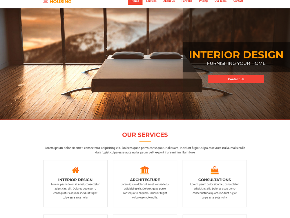 Housing Interior Design Bootstrap Template
