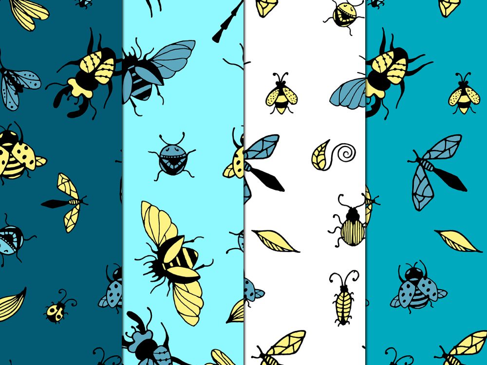 Insects Illustration Vector Free Pattern