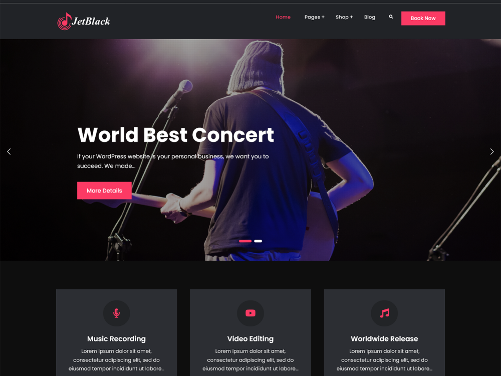 JetBlack Music WordPress Theme