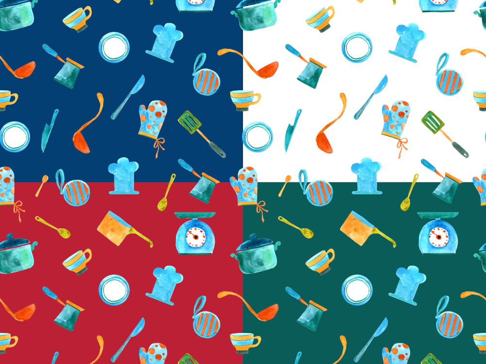 Kitchen Tools Illustration Vector Free Pattern