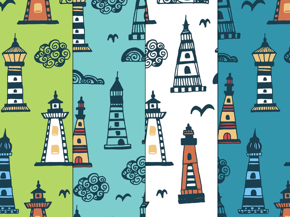 Lighthouses Illustration Vector Free Pattern