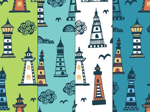 Lighthouses Illustration Vector Free Pattern