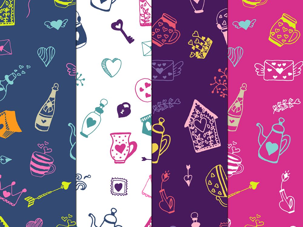 Love Illustration Vector Free Pattern